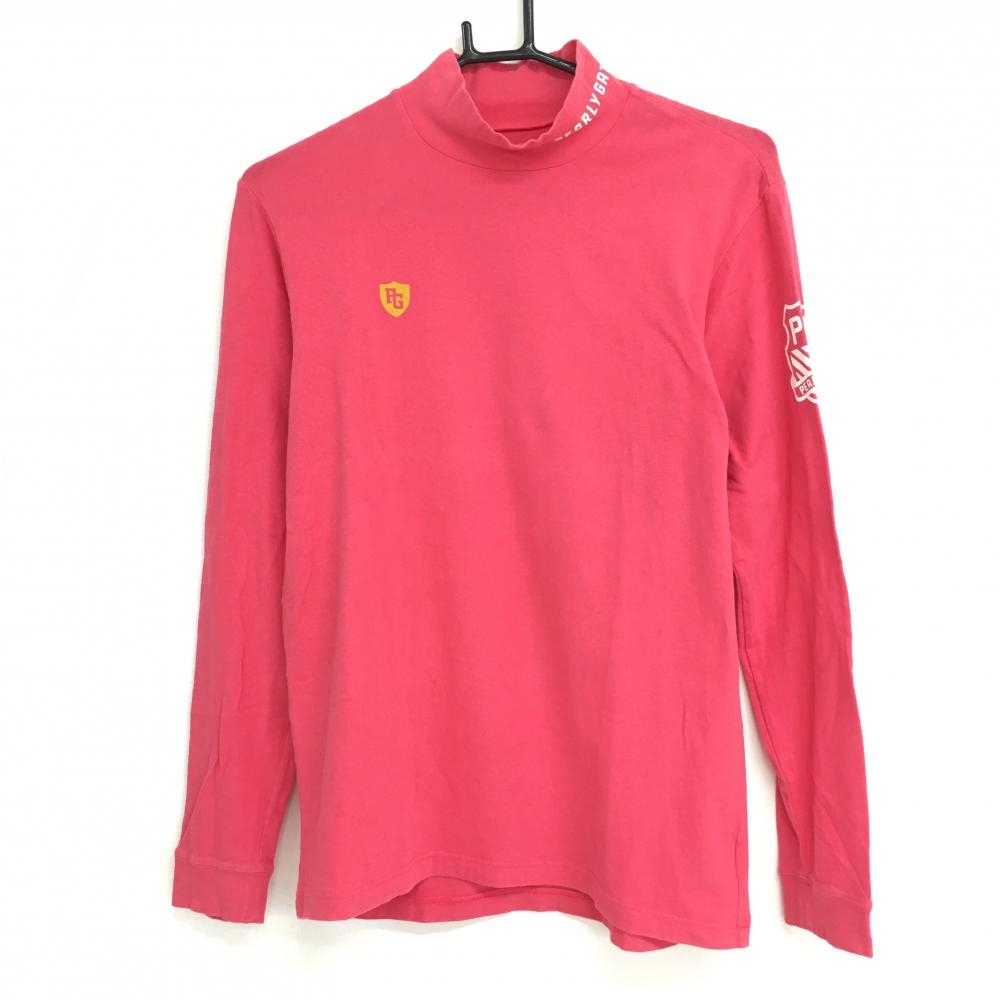 パーリーゲイツ 長袖ハイネックシャツ ピンク×レッド プリントロゴ  メンズ 5(L) ゴルフウェア PEARLY GATES