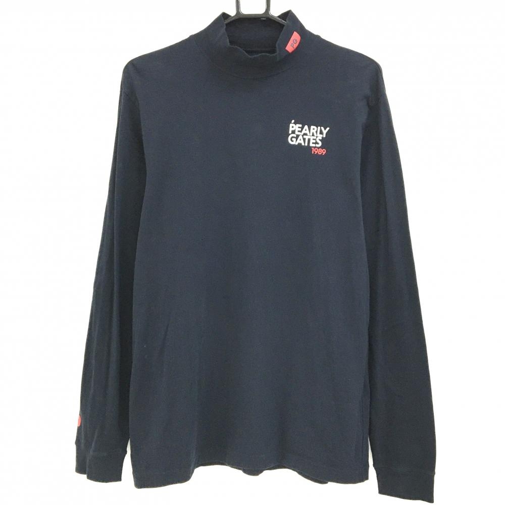 パーリーゲイツ 長袖ハイネックシャツ ネイビー 背面ロゴプリント メンズ 6(XL) ゴルフウェア 2024年モデル PEARLY GATES