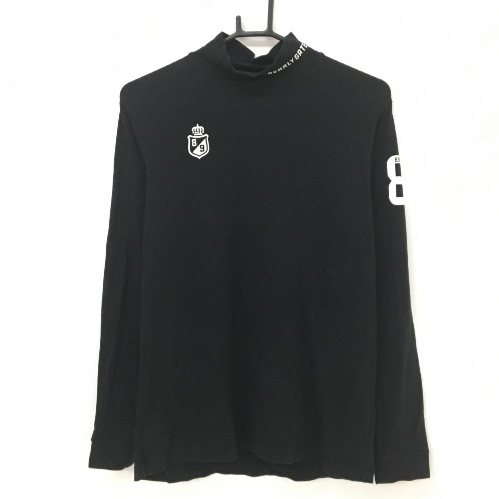 パーリーゲイツ 長袖ハイネックシャツ 黒 ロゴ白 ストレッチ メンズ 5(L) ゴルフウェア PEARLY GATES