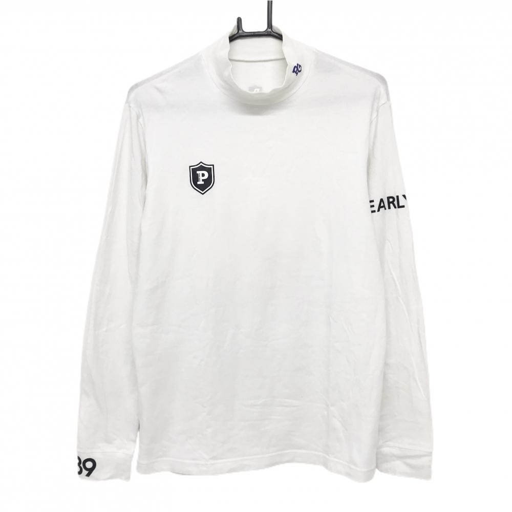 パーリーゲイツ 長袖ハイネックシャツ 白×黒 袖ロゴ  メンズ 6(XL) ゴルフウェア PEARLY GATES