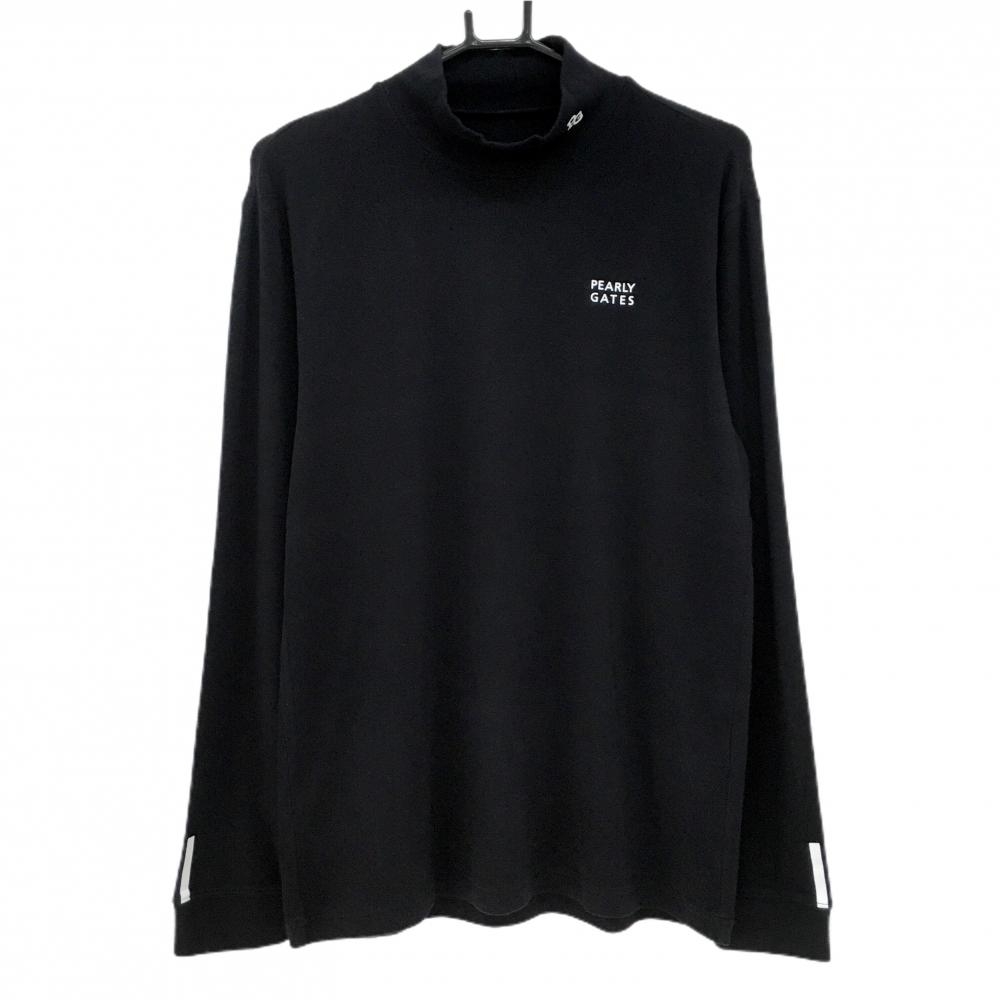 【美品】パーリーゲイツ 長袖ハイネックシャツ 黒 微起毛 アクリル混 メンズ 5(L) ゴルフウェア 2025年モデル PEARLY GATES