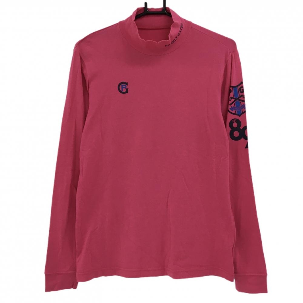 パーリーゲイツ 長袖ハイネックシャツ ピンク ロゴ ストレッチ メンズ 4(M) ゴルフウェア PEARLY GATES