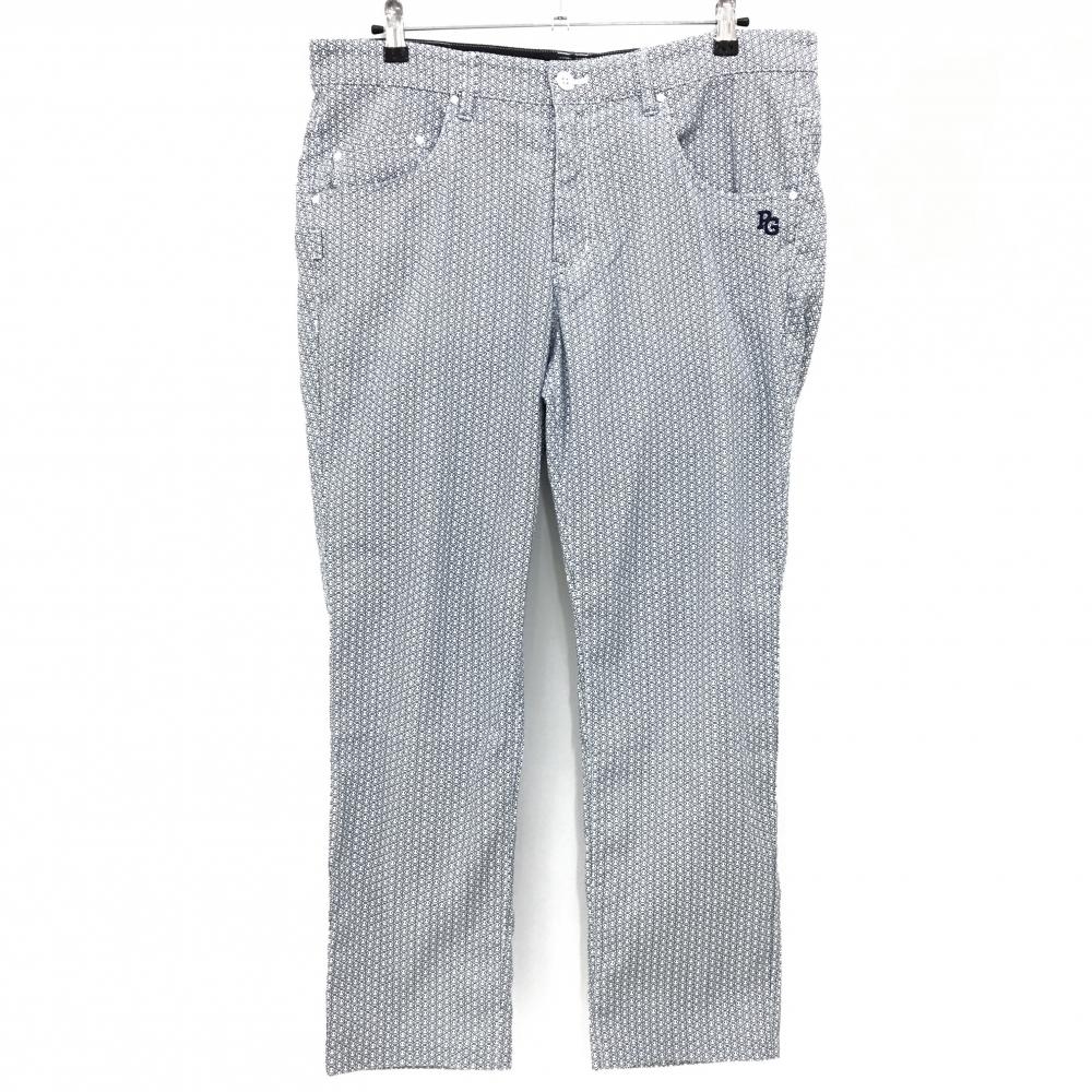 パーリーゲイツ パンツ 白×ネイビー ニコちゃん総柄 スマイル 後ろバンダナ メンズ 7(2XL) ゴルフウェア PEARLY GATES