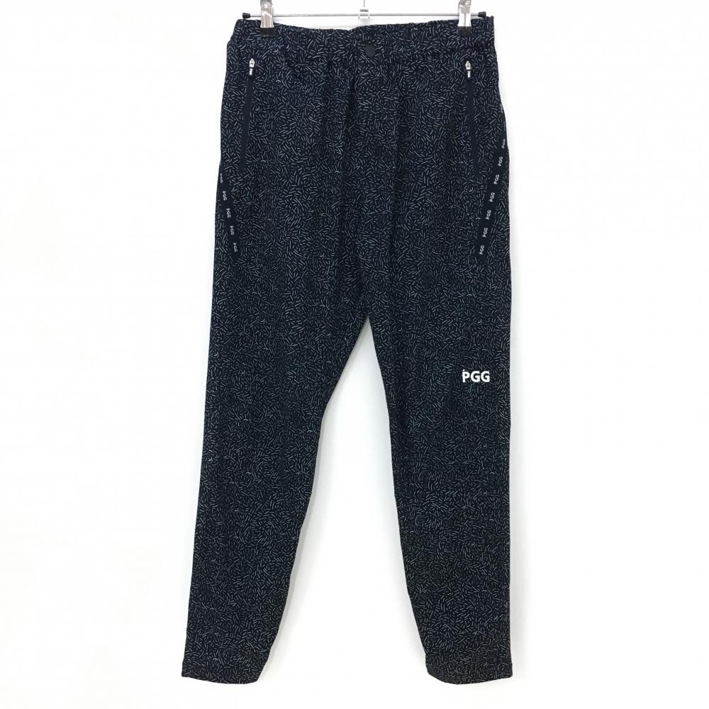 【超美品】PGGパーリーゲイツ パンツ ネイビー×白 総柄 ウエストゴム メンズ 6(XL) ゴルフウェア PEARLY GATES