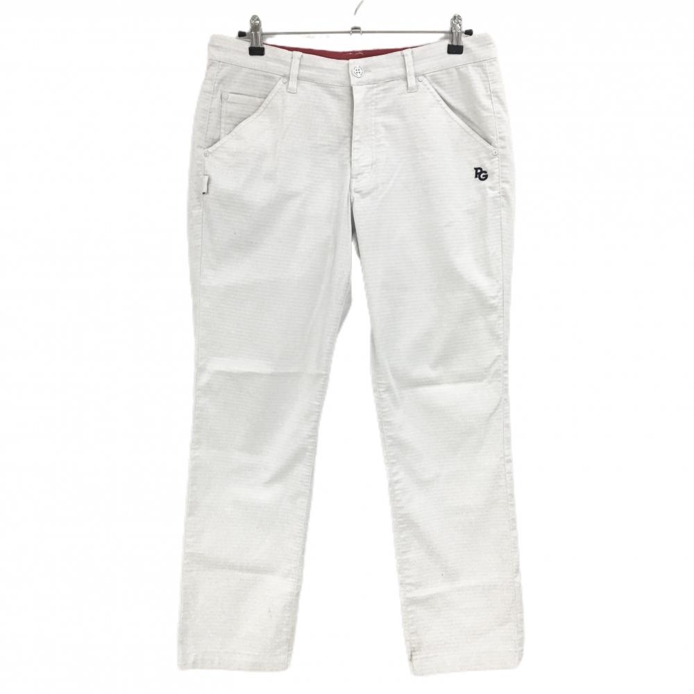 パーリーゲイツ パンツ 白 ロゴネイビー 地模様 ストレッチ メンズ 5(L) ゴルフウェア PEARLY GATES