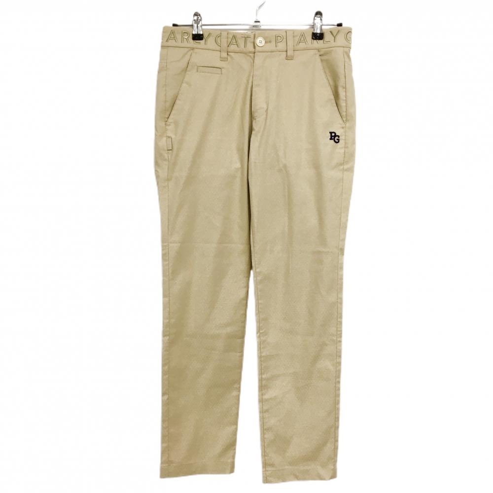 【超美品】パーリーゲイツ パンツ ベージュ 地模様 ベルト部ロゴ刺しゅう  メンズ 3(S) ゴルフウェア 2023年モデル PEARLY GATES