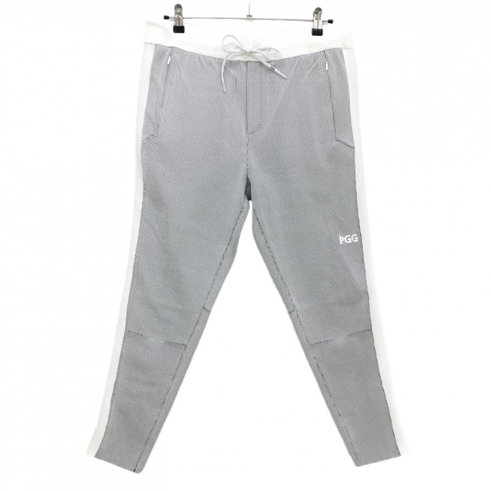 【美品】PGGパーリーゲイツ ニットパンツ 白×黒 ウエストゴム ストレッチ  メンズ 4(M) ゴルフウェア 2024年モデル PEARLY GATES