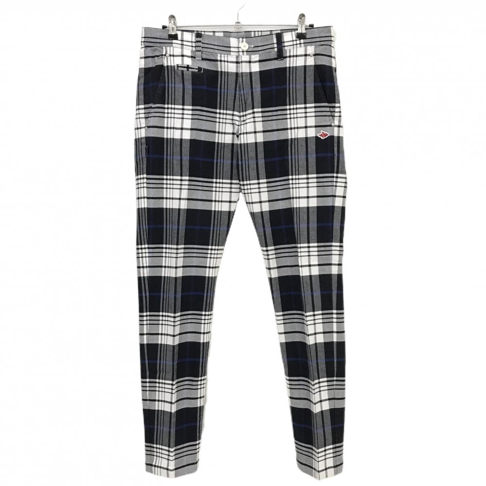 パーリーゲイツ パンツ ネイビー×白 チェック ストレッチ メンズ 5(L) ゴルフウェア PEARLY GATES