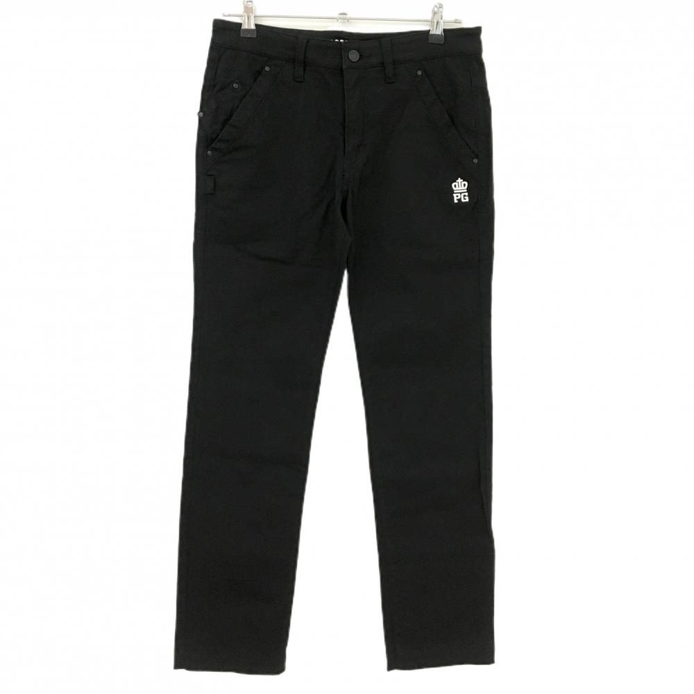 【美品】パーリーゲイツ パンツ 黒×白 ロゴ コットン混 ストレッチ メンズ 3(S) ゴルフウェア PEARLY GATES