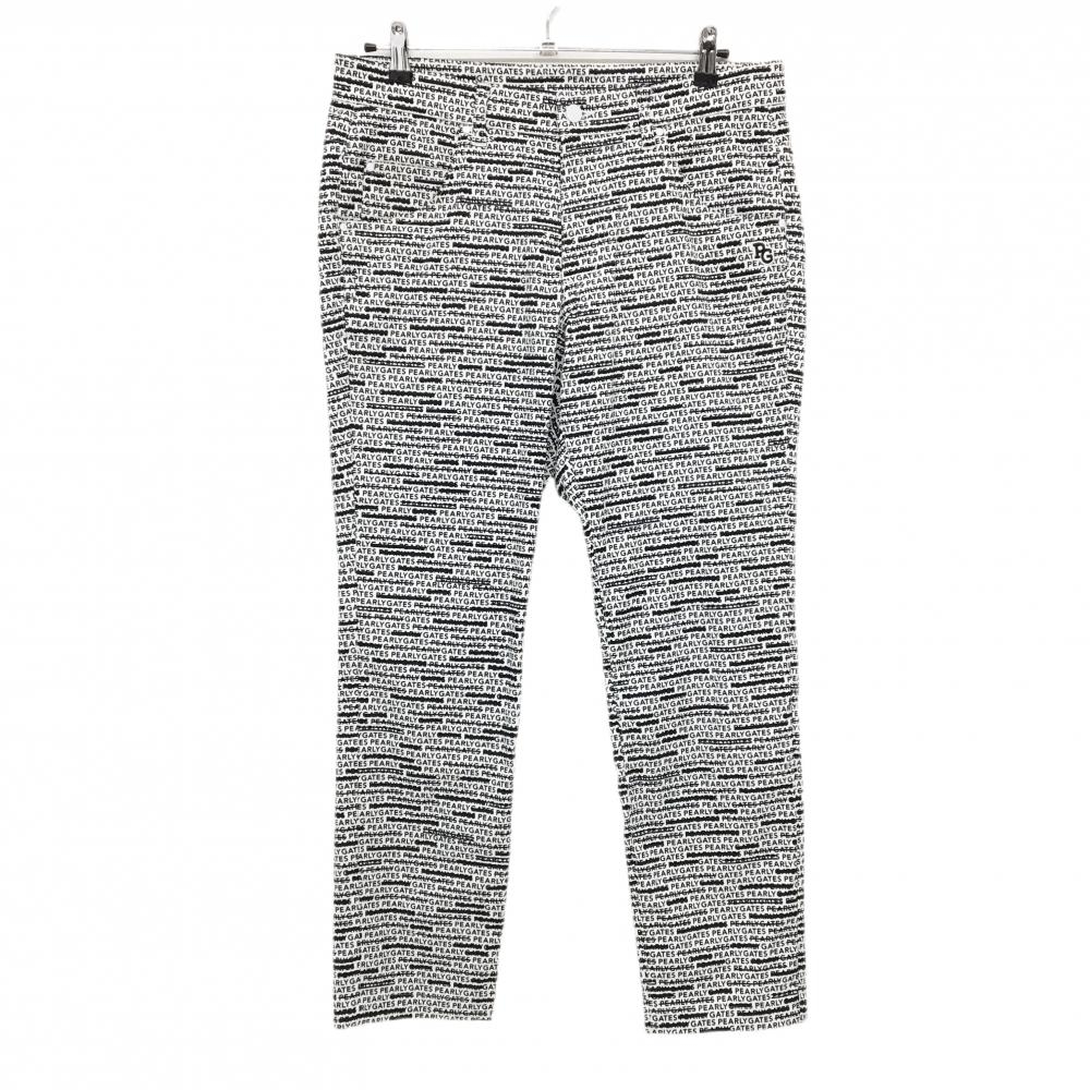 【美品】パーリーゲイツ パンツ 白×黒 ロゴ総柄 メンズ 5(L) ゴルフウェア 2024年モデル PEARLY GATES