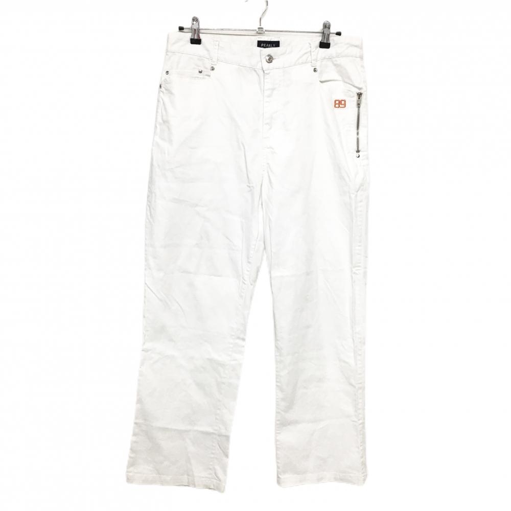 【美品】パーリーゲイツ パンツ 白×黒 コットン混 ストレッチ  メンズ 5(L) ゴルフウェア PEARLY GATES