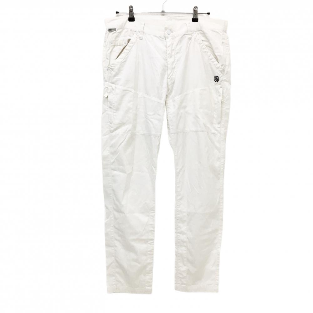 パーリーゲイツ パンツ 白×ダークネイビー ロゴ刺しゅう ティー装着可 メンズ 6(XL) ゴルフウェア PEARLY GATES