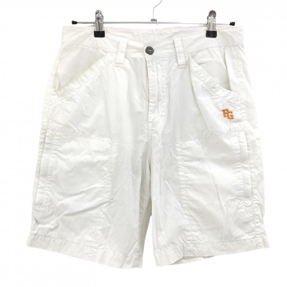 【美品】パーリーゲイツ ハーフパンツ 白 ストレッチ ロゴオレンジ メンズ 3 ゴルフウェア PEARLY GATES