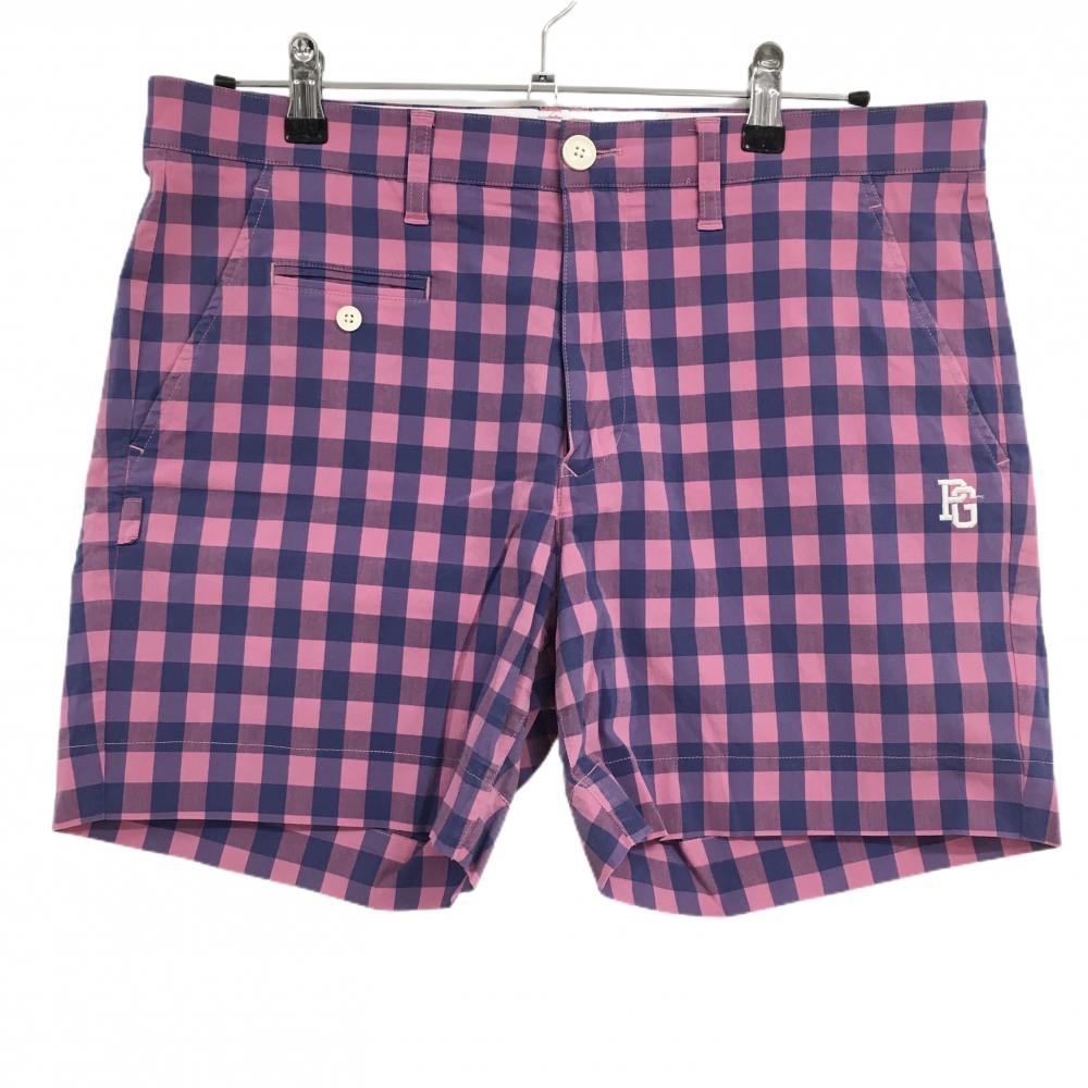 パーリーゲイツ ハーフパンツ ピンク×ネイビー ギンガムチェック ストレッチ メンズ 5(L) ゴルフウェア PEARLY GATES