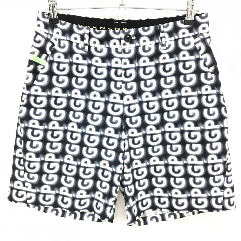 【超美品】PGGパーリーゲイツ ハーフパンツ ダークネイビー×白 ロゴ総柄 ストレッチ メンズ 4(M) ゴルフウェア 2024年モデル PEARLY GATES