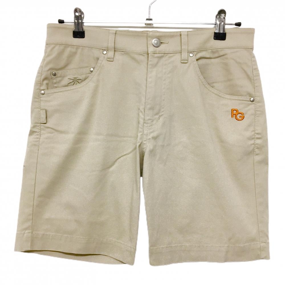 【美品】パーリーゲイツ ハーフパンツ ベージュ ヤシの木刺しゅう ロゴオレンジ メンズ 3(S) ゴルフウェア 2023年モデル PEARLY GATES