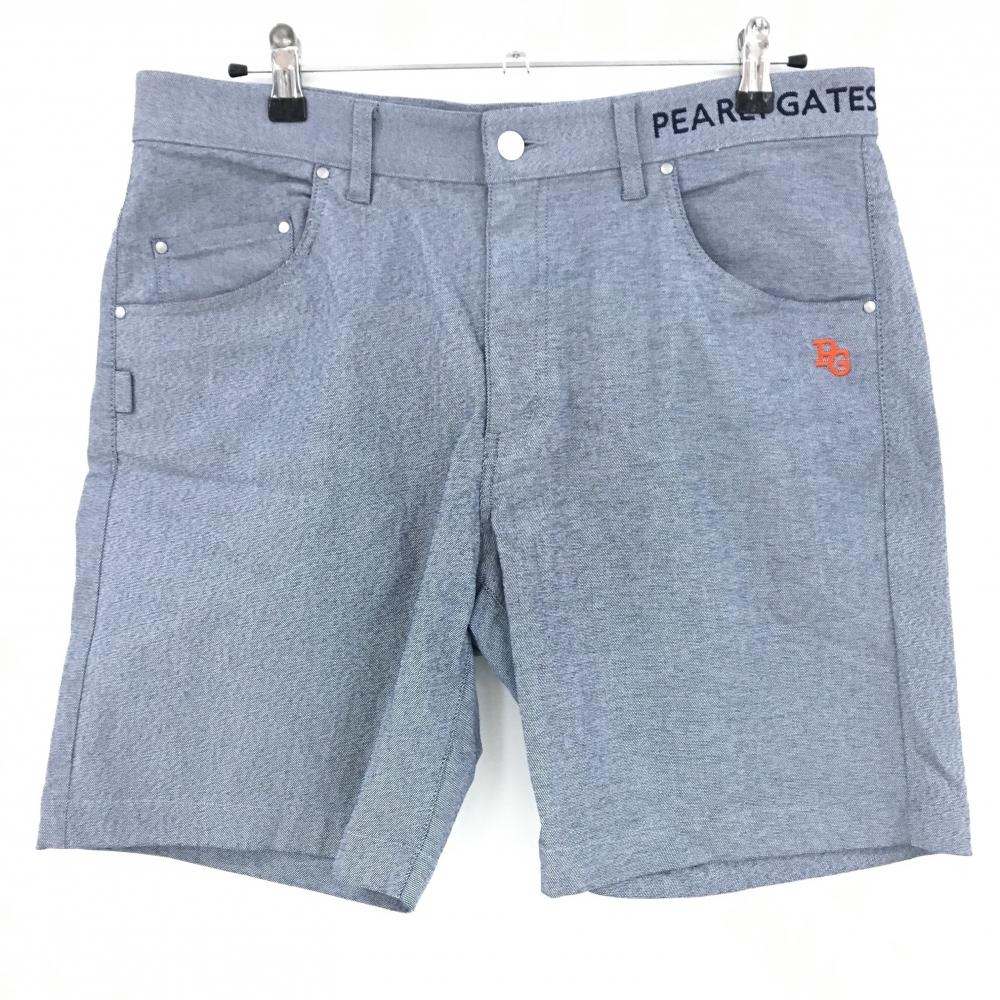 【美品】パーリーゲイツ ハーフパンツ 杢ネイビー ロゴ刺しゅう  メンズ 6(XL) ゴルフウェア PEARLY GATES