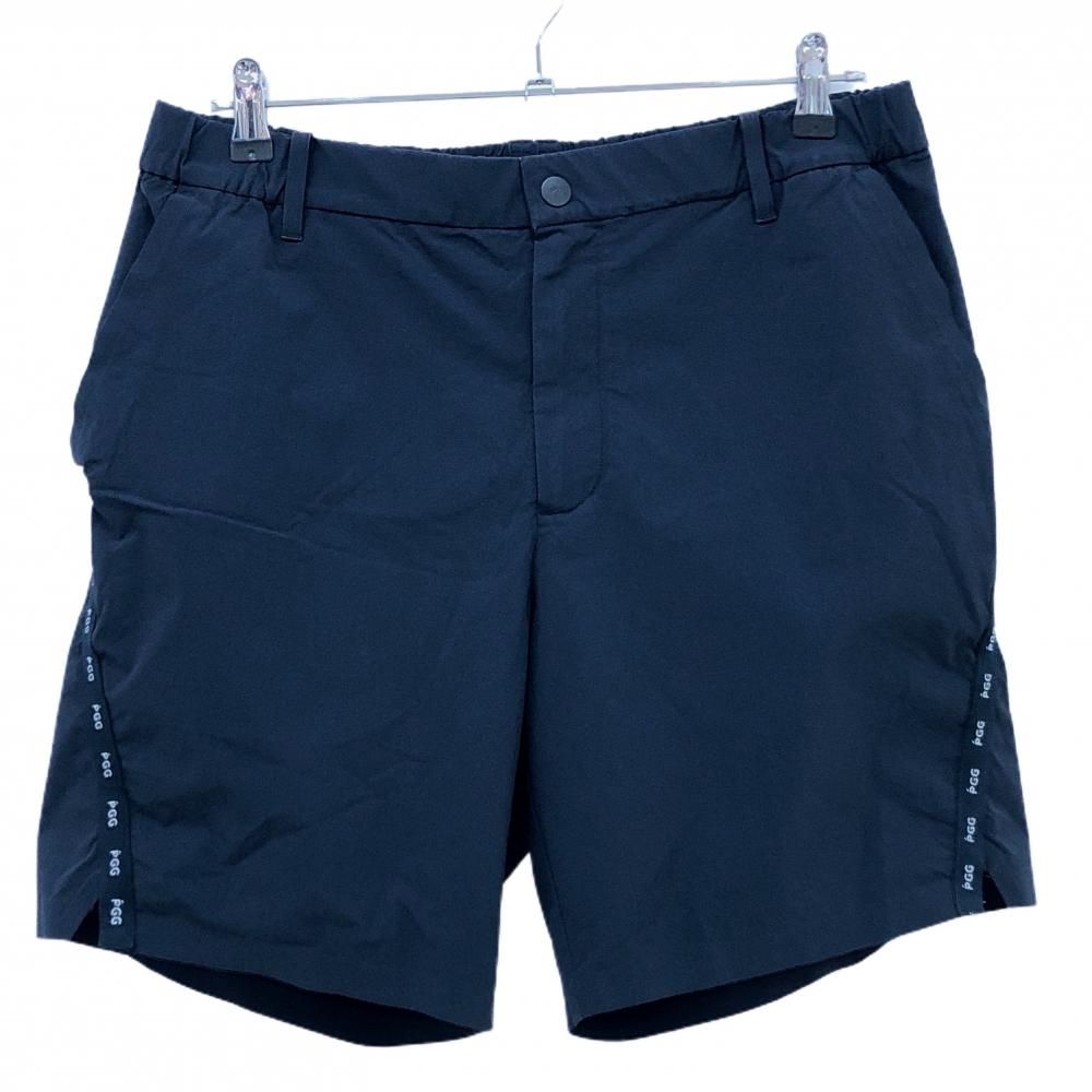 【美品】PGGパーリーゲイツ ハーフパンツ ネイビー×白 サイドロゴテープ  メンズ 6(XL) ゴルフウェア PEARLY GATES
