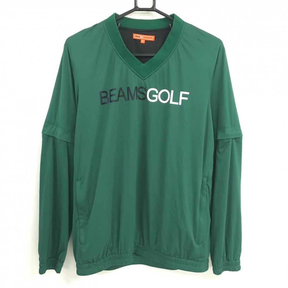 ビームスゴルフ 2WAYスニード グリーン ロゴプリント 袖着脱可 裏地付 ブルゾン メンズ M ゴルフウェア BEAMS GOLF