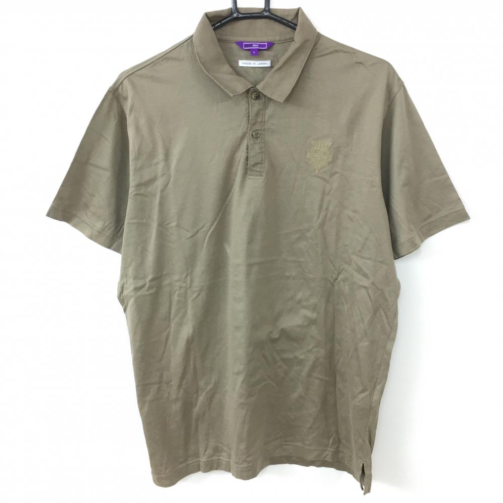 BEAMS GOLF ビームスゴルフ 半袖ポロシャツ ライトブラウン 襟・前立て麻100％ メンズ L ゴルフウェア