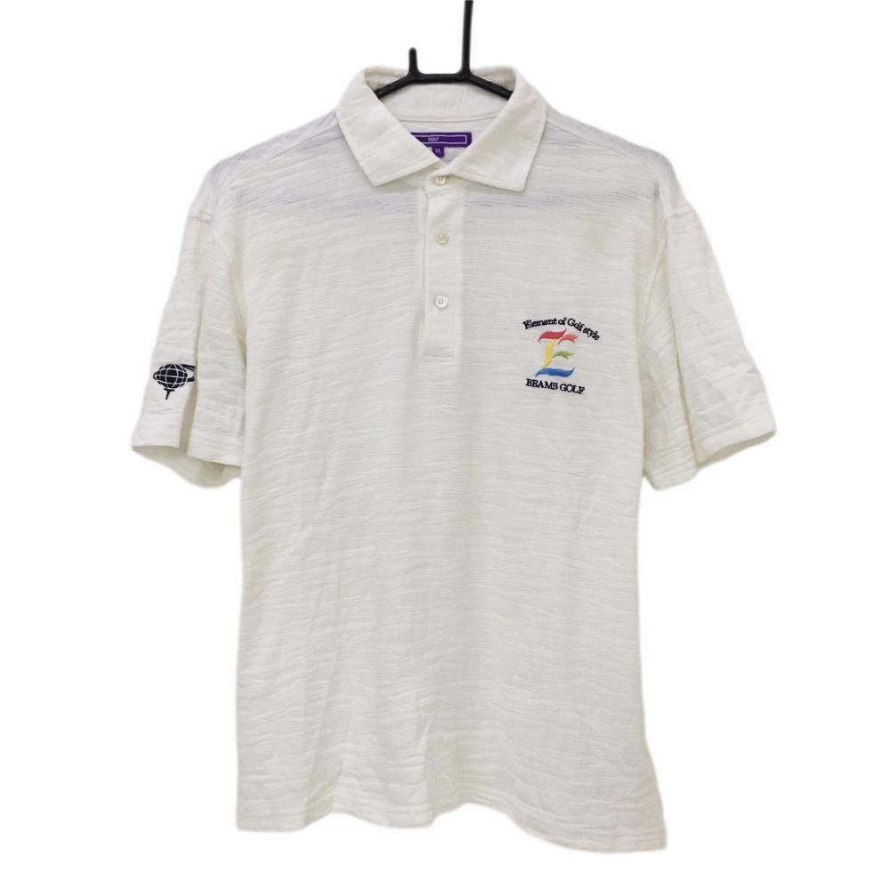ビームスゴルフ 半袖ポロシャツ 白 織生地 日本製  メンズ XL ゴルフウェア BEAMS GOLF