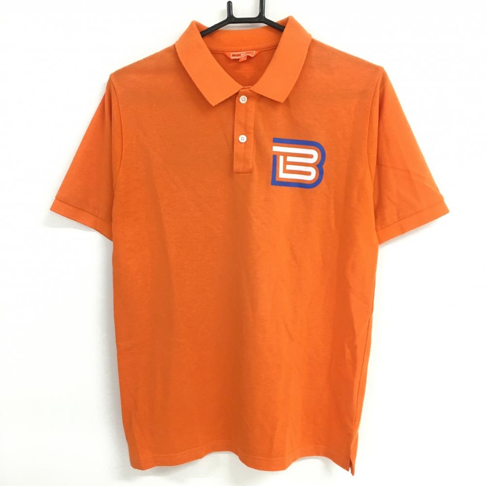 ビームスゴルフ 半袖ポロシャツ オレンジ 胸元プリント メンズ M ゴルフウェア BEAMS GOLF