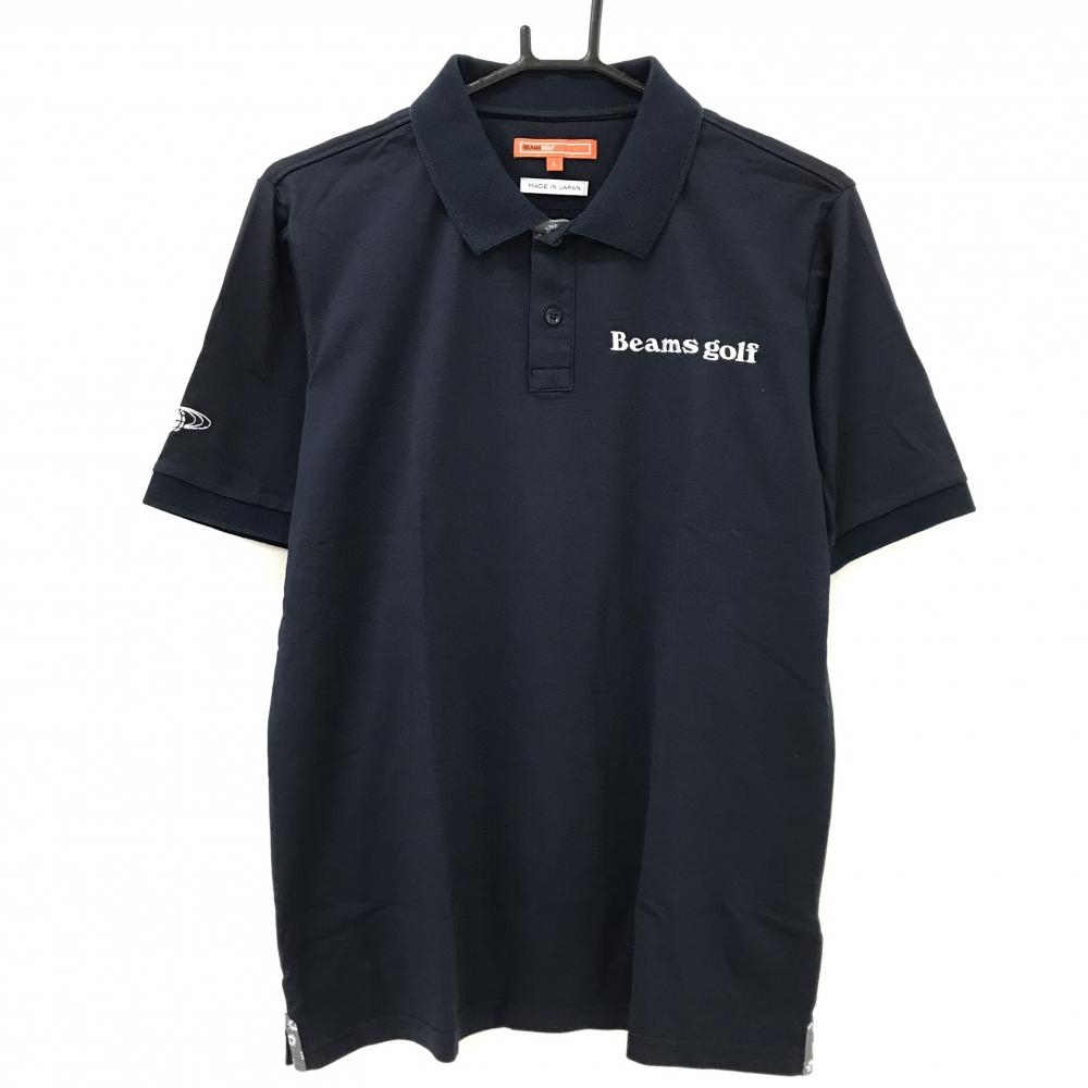 ビームスゴルフ 半袖ポロシャツ ネイビー ロゴ刺しゅう メンズ L ゴルフウェア BEAMS GOLF