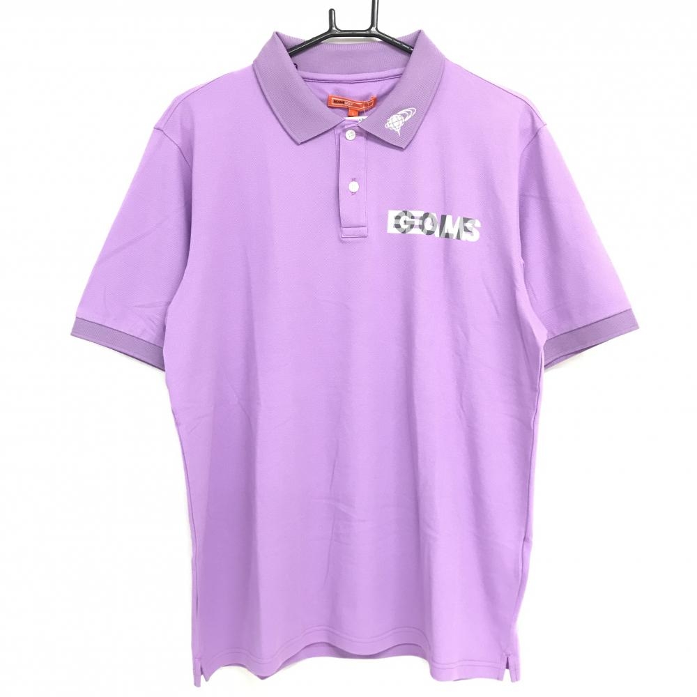 【新品】ビームスゴルフ 半袖ポロシャツ パープル ロゴプリント メンズ L ゴルフウェア BEAMS GOLF