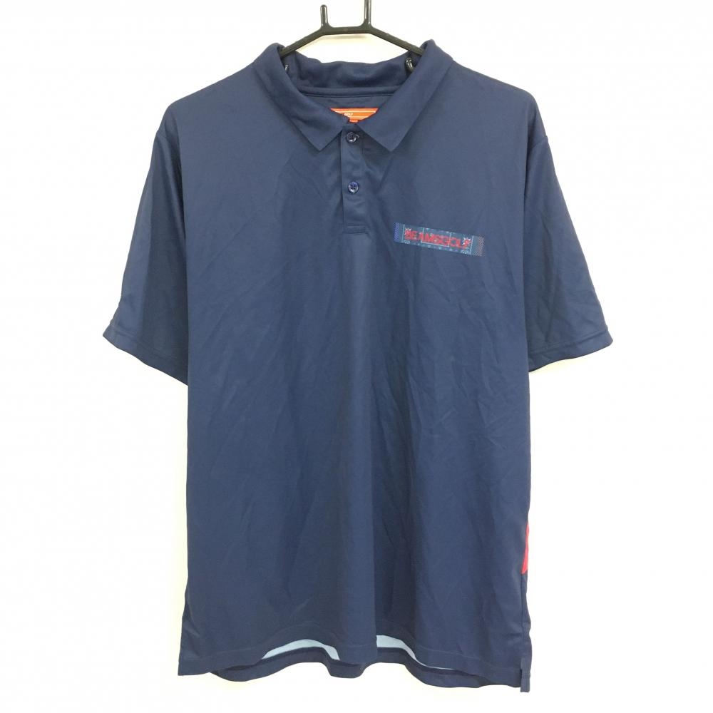【超美品】ビームスゴルフ 半袖ポロシャツ ネイビー×レッド 背面ビッグロゴ 光沢感 メンズ XL ゴルフウェア BEAMS GOLF