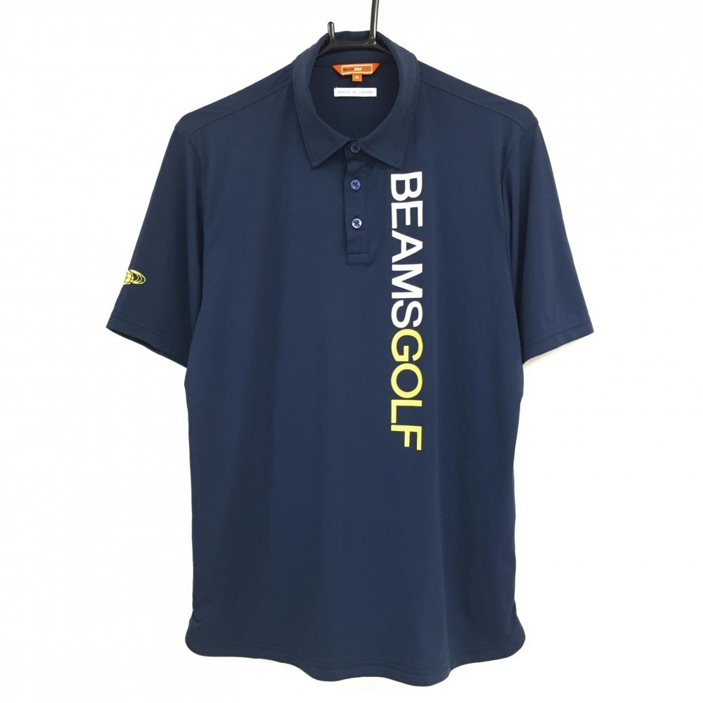 【美品】ビームスゴルフ 半袖ポロシャツ ネイビー×白 ビッグロゴ  メンズ M ゴルフウェア BEAMS GOLF