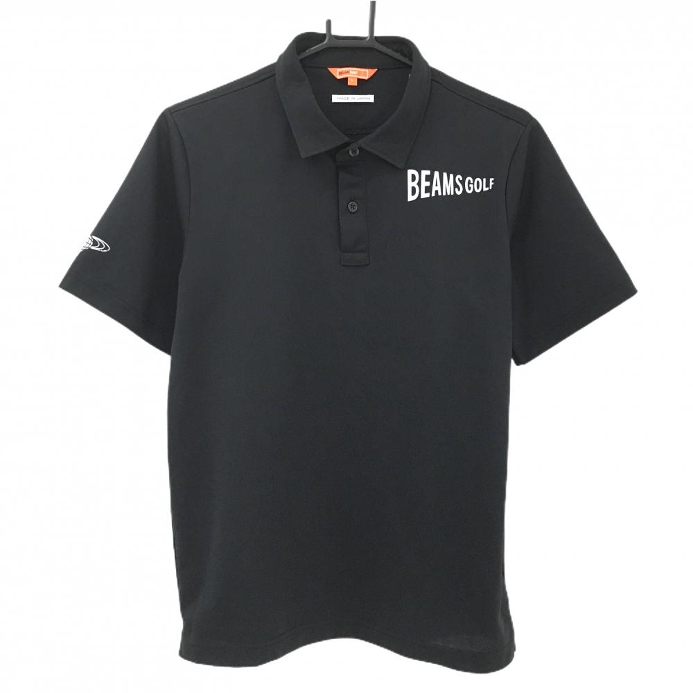 【超美品】ビームスゴルフ 半袖ポロシャツ 黒×グレー ロゴ刺しゅう 日本製 メンズ L ゴルフウェア BEAMS GOLF