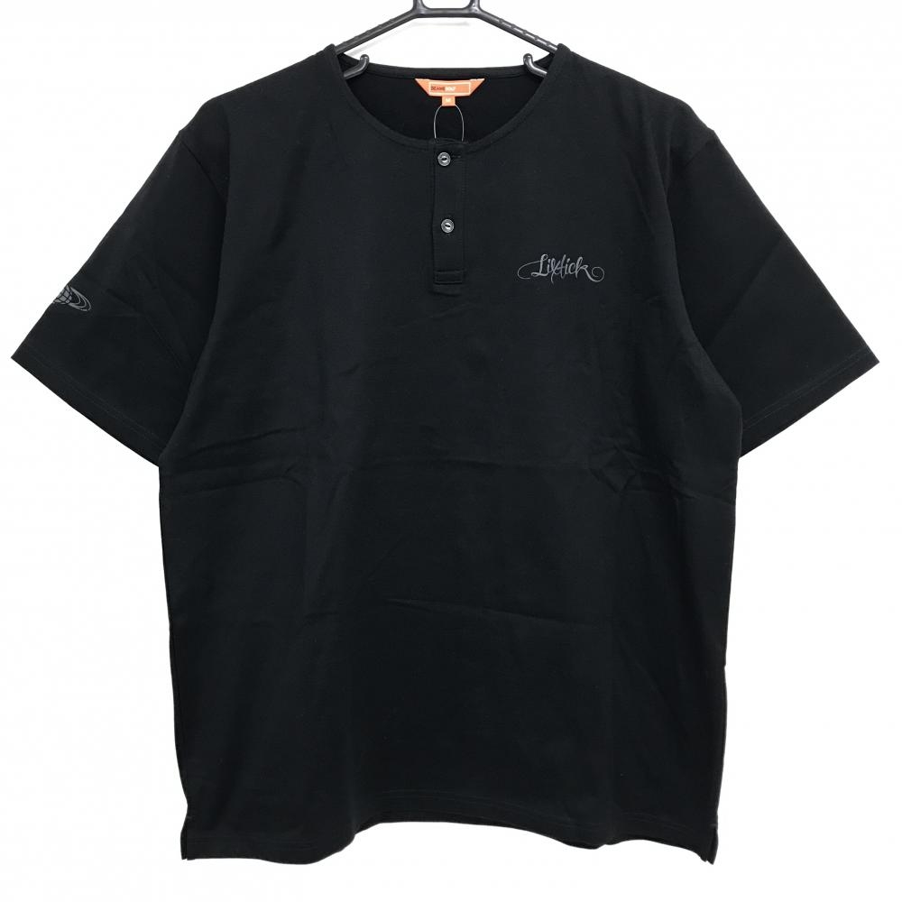 【新品】ビームスゴルフ Tシャツ 黒 後ロゴプリント ボタン  メンズ M ゴルフウェア BEAMS GOLF
