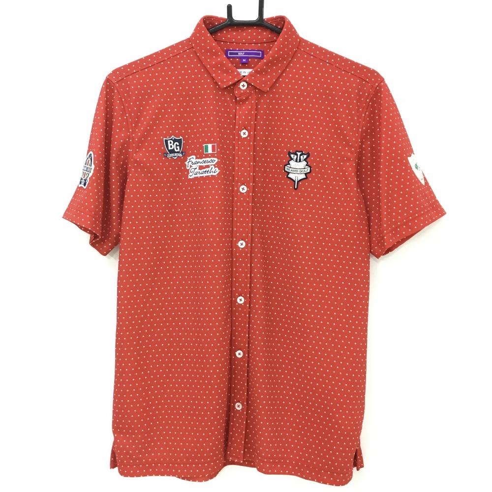 【超美品】ビームスゴルフ 半袖シャツ レッド×白 ドット メンズ M ゴルフウェア BEAMS GOLF