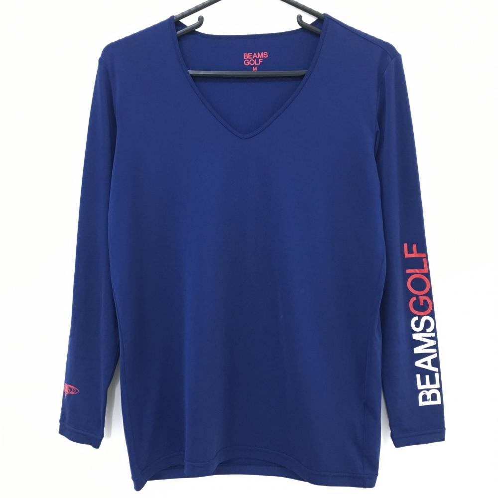 ビームスゴルフ インナーシャツ ネイビー×レッド 袖ロゴ メンズ M ゴルフウェア BEAMS GOLF