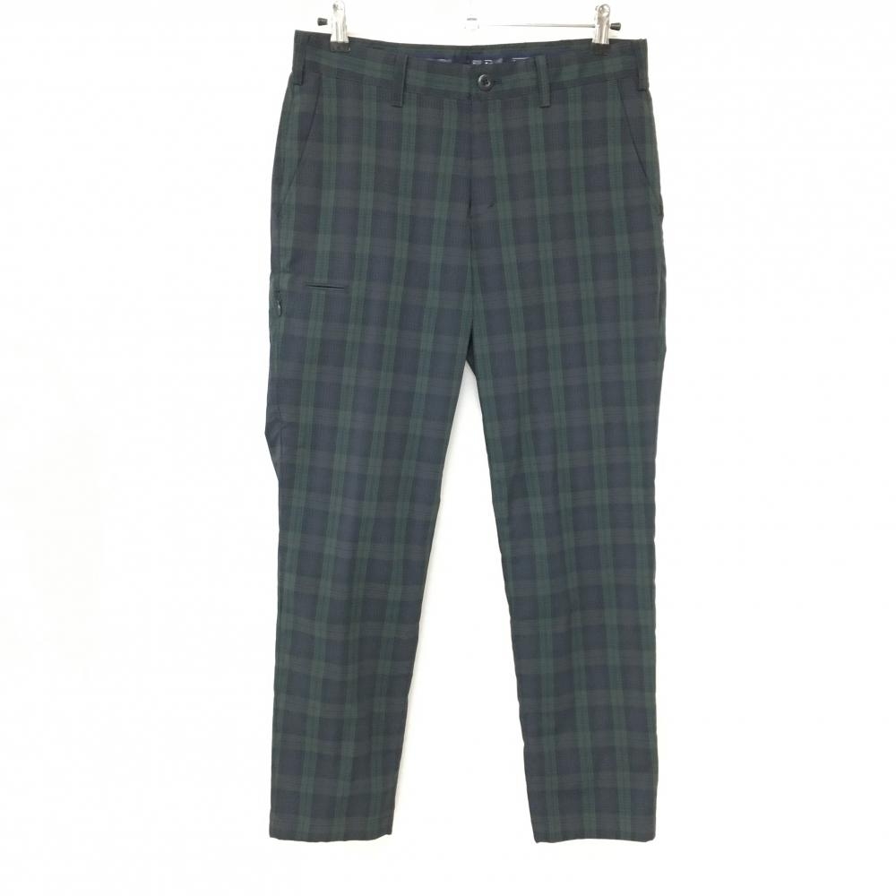 ビームスゴルフ パンツ ダークグレー×ダークグリーン チェック柄 バックロゴ 薄手 メンズ M ゴルフウェア BEAMS GOLF