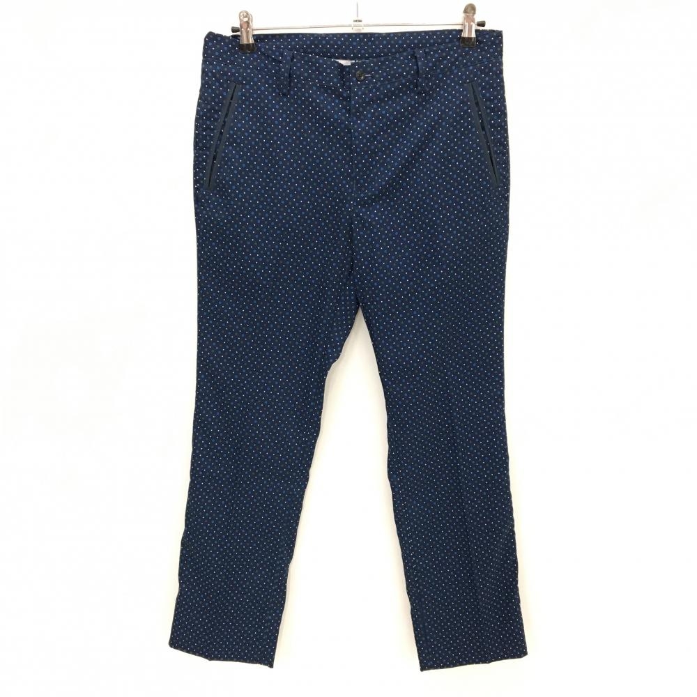 【新品】ビームスゴルフ パンツ ネイビー×ブルー×グリーン 総柄 後ろロゴ メンズ 46 ゴルフウェア BEAMS GOLF