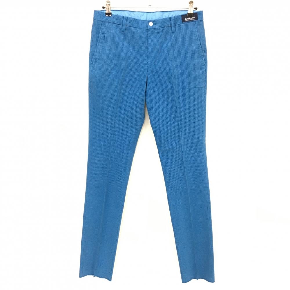 【新品】ビームスゴルフ×folgarolas パンツ 黒×ブルー 総柄地模様  メンズ 46 ゴルフウェア BEAMS GOLF