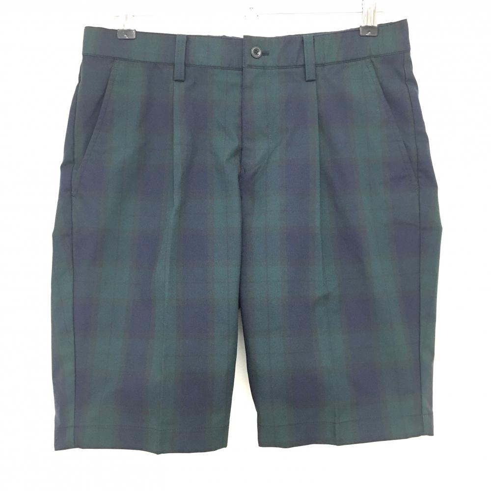 【超美品】ビームスゴルフ ハーフパンツ グリーン×ネイビー チェック メンズ 46 ゴルフウェア 2024年モデル BEAMS GOLF