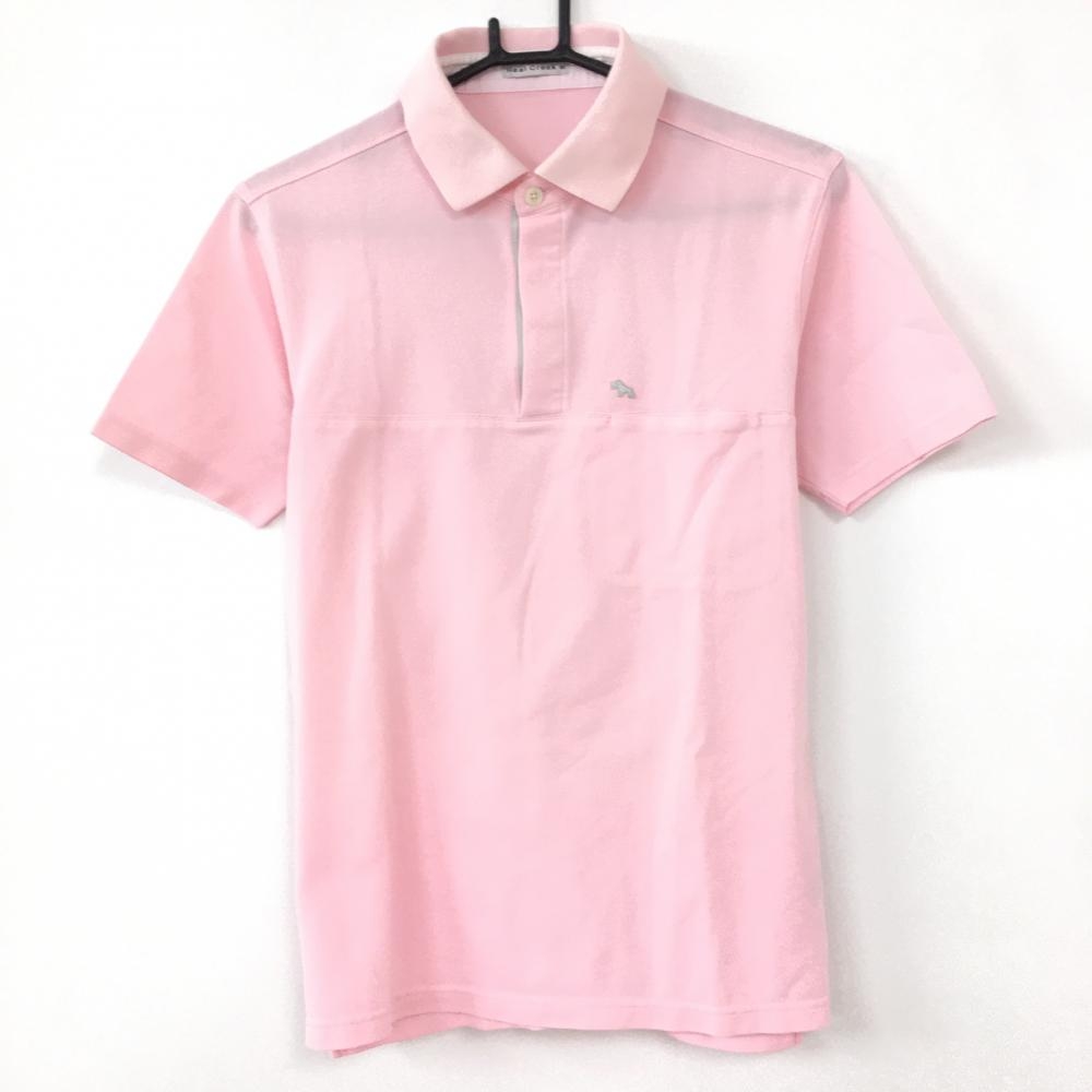 Heal Creek ヒールクリーク 半袖ポロシャツ ピンク×グレー 胸ポケット シンプル メンズ 48(M) ゴルフウェア