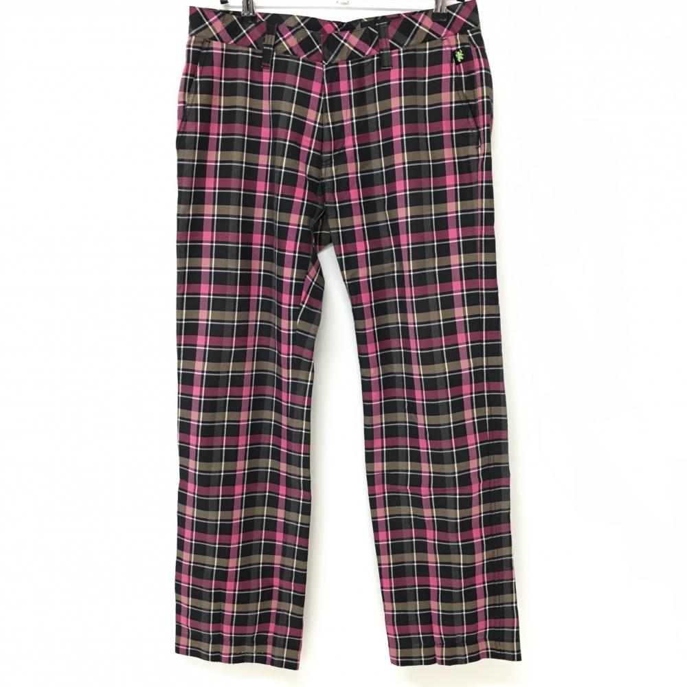 ビバハート パンツ 黒×ピンク チェック 表微起毛  メンズ 85 ゴルフウェア VIVA HEART