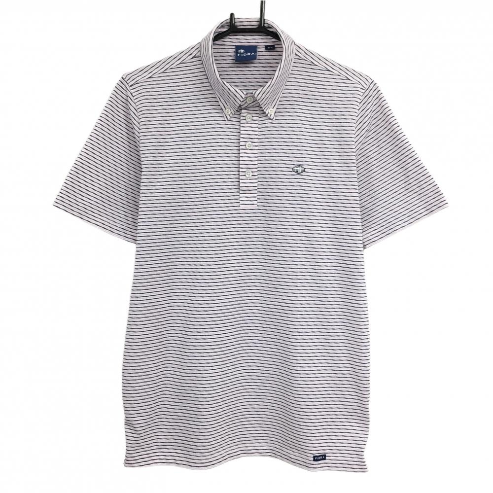 【美品】フィドラ 半袖ポロシャツ ピンク×ネイビー系 ボーダー風 ボタンダウン  メンズ M/M ゴルフウェア FIDRA