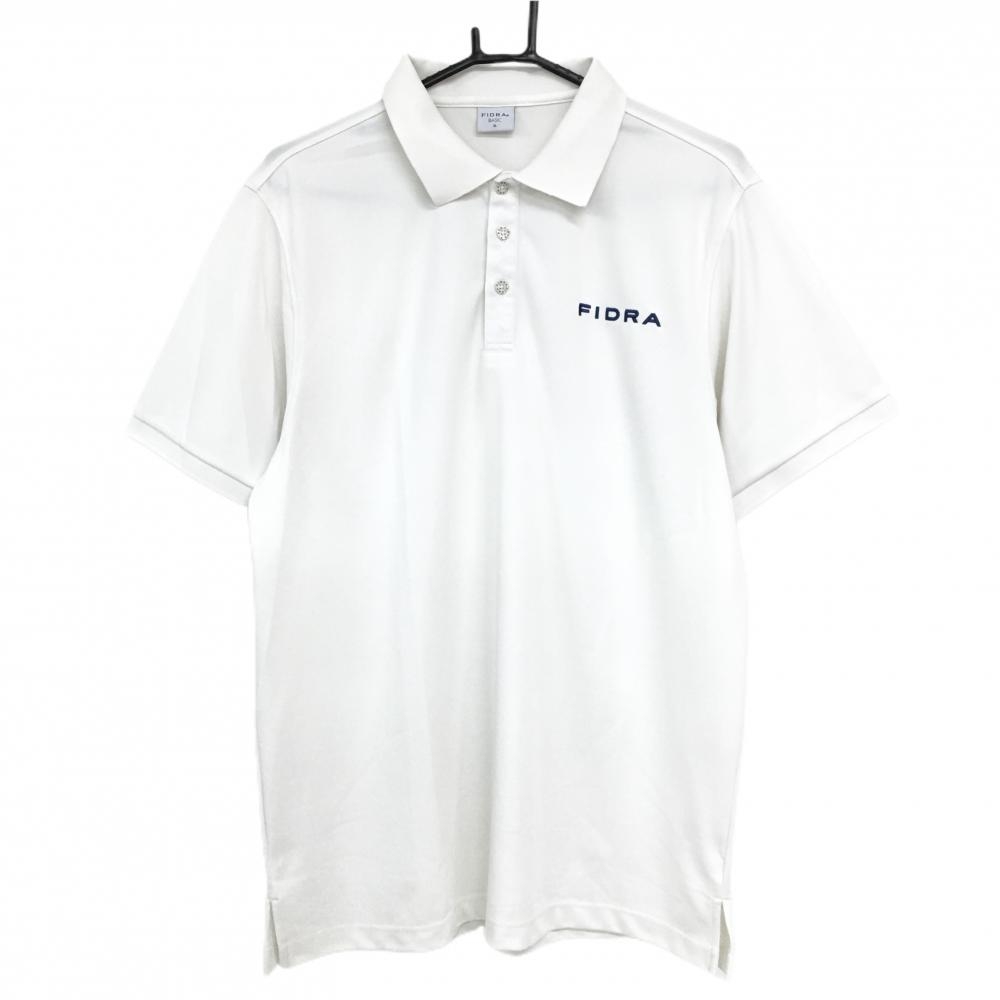 【美品】フィドラ 半袖ポロシャツ アイボリー ロゴ刺しゅう  メンズ XL ゴルフウェア FIDRA