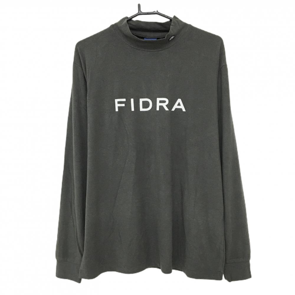 フィドラ 長袖ハイネックシャツ グレー×白 ロゴプリント 微起毛  メンズ XL/TG ゴルフウェア FIDRA