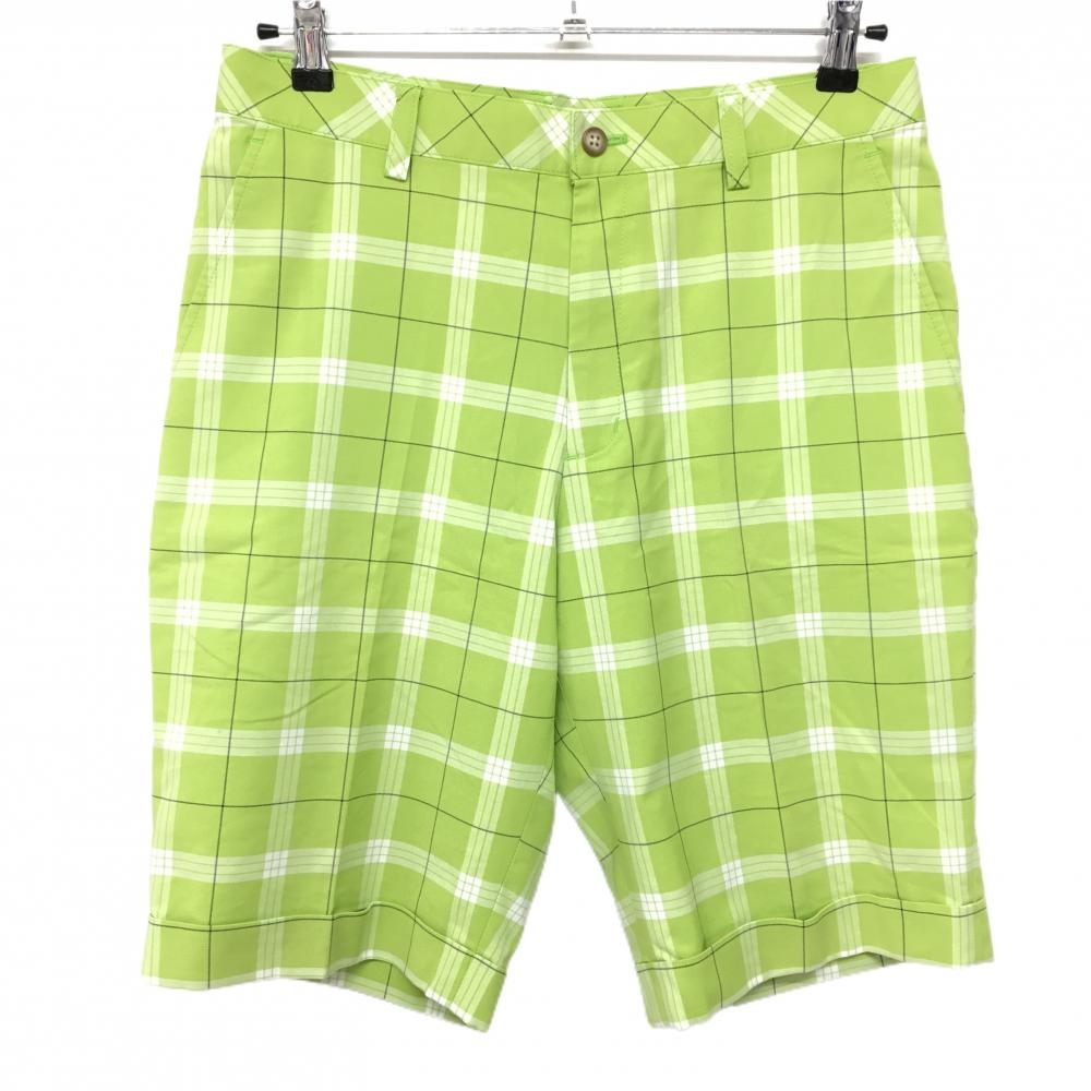 フィドラ ハーフパンツ ライトグリーン×白 チェック柄 バックロゴ  メンズ 79 ゴルフウェア FIDRA