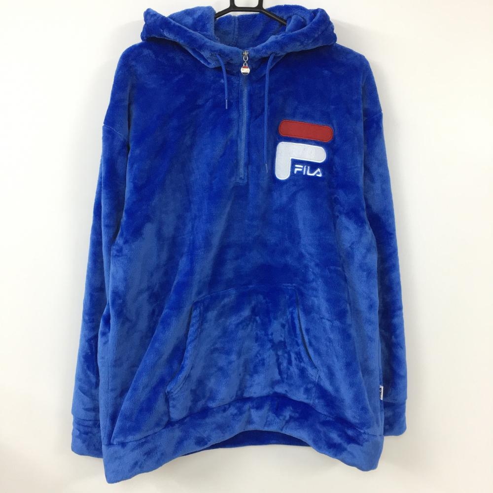 【超美品】FILA GOLF フィラ ボアパーカー ブルー ハーフジップ プルオーバー メンズ LL ゴルフウェア