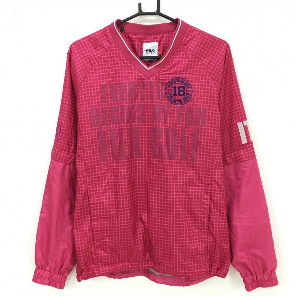 フィラゴルフ 2WAYスニード ピンク チェック 袖着脱可 裾ドローコード 裾ジップ 裏地付 ブルゾン  メンズ L ゴルフウェア FILA GOLF
