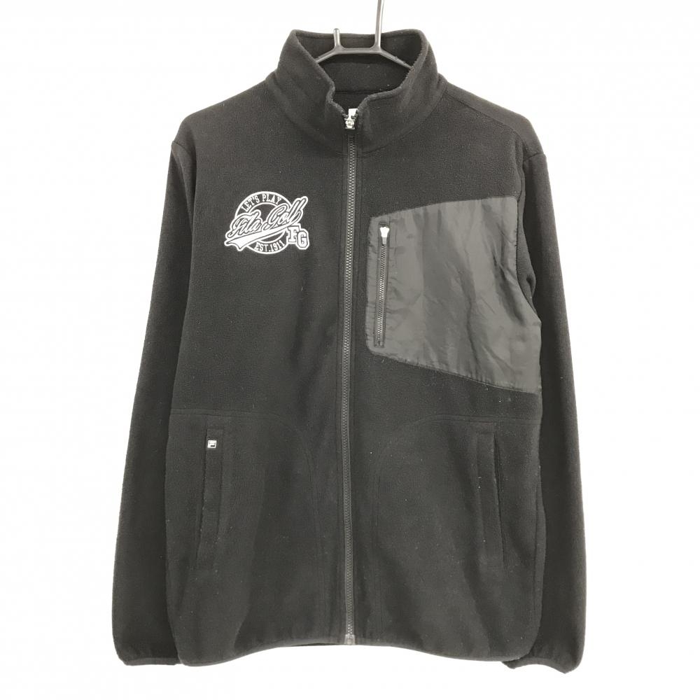 フィラゴルフ フリースジャケット 黒 胸ポケット ロゴ白  メンズ L ゴルフウェア FILA GOLF