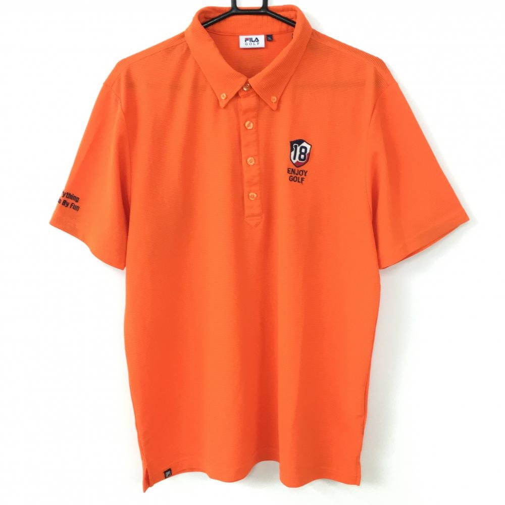 FILA GOLF フィラゴルフ 半袖ポロシャツ オレンジ 織生地 ボタンダウン  メンズ 3L ゴルフウェア