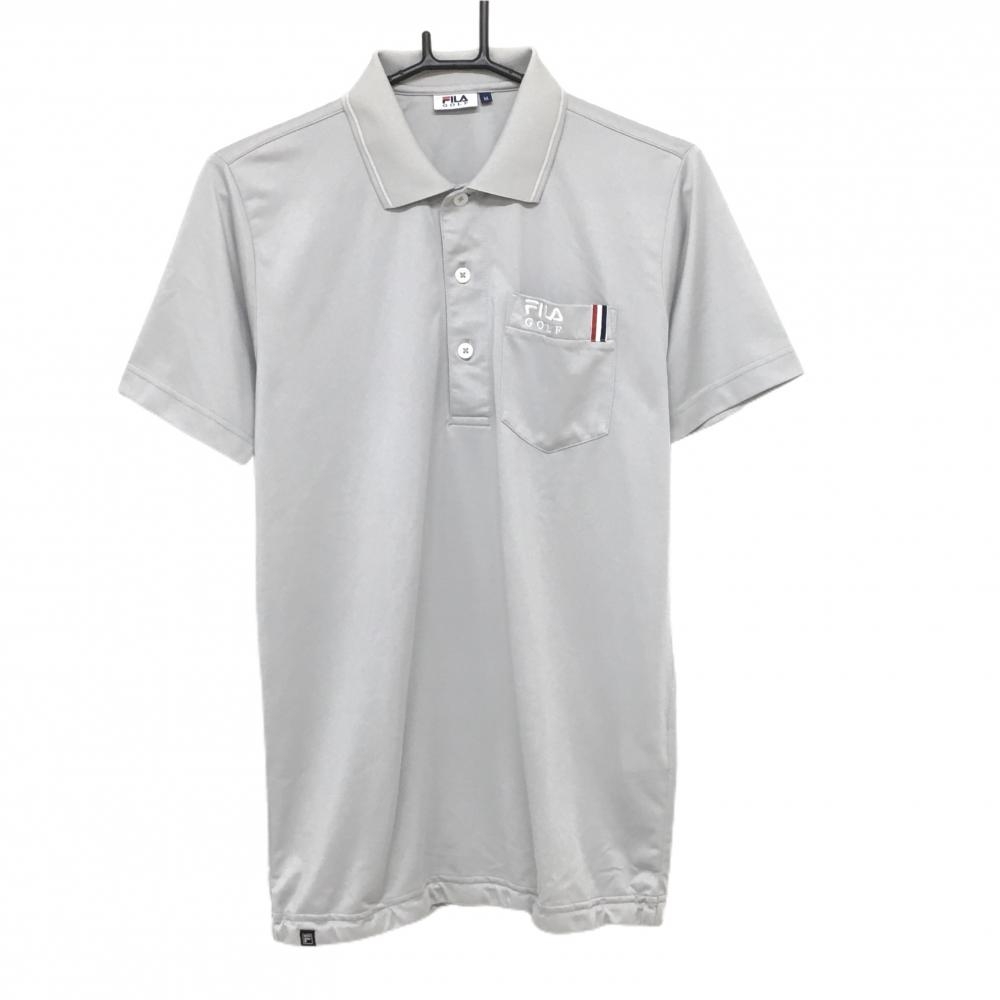 【超美品】フィラゴルフ 半袖ポロシャツ ライトグレー 胸ポケット  メンズ M ゴルフウェア FILA GOLF