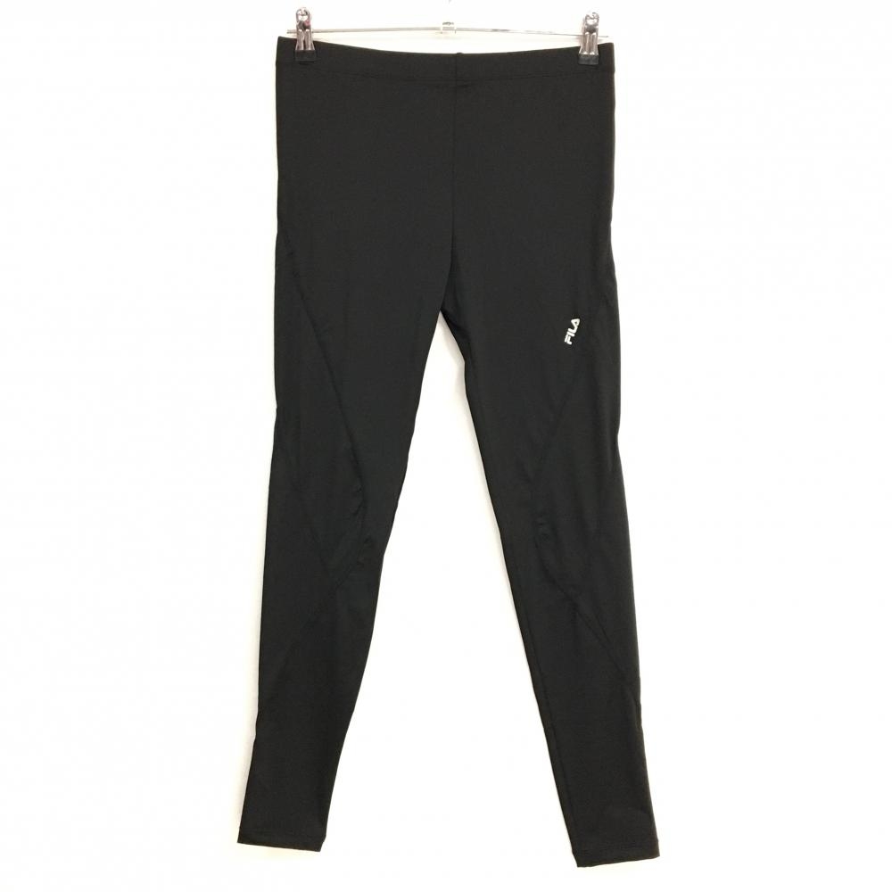 【超美品】フィラ レギンスパンツ 黒×ライトグレー ロゴプリント スパッツ ストレッチ メンズ LL ゴルフウェア FILA GOLF